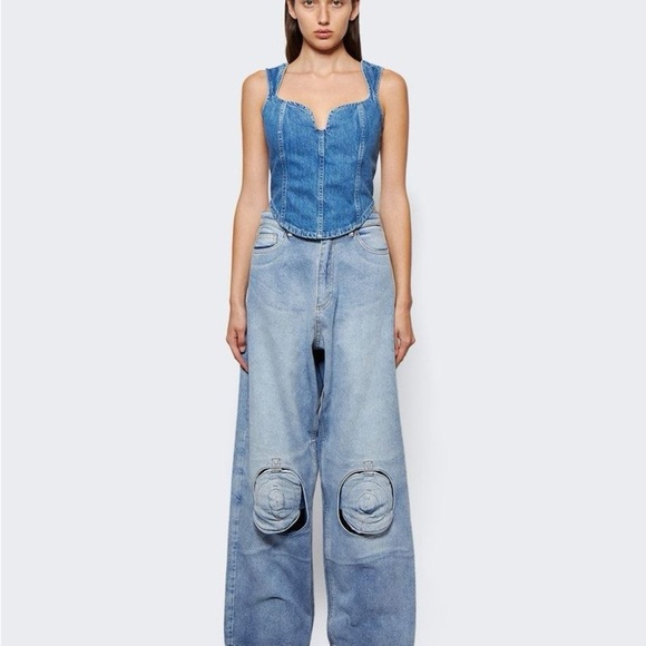 NWT Mara Hoffman Milla Denim Corset Top in Poppy - Picture 3 of 7